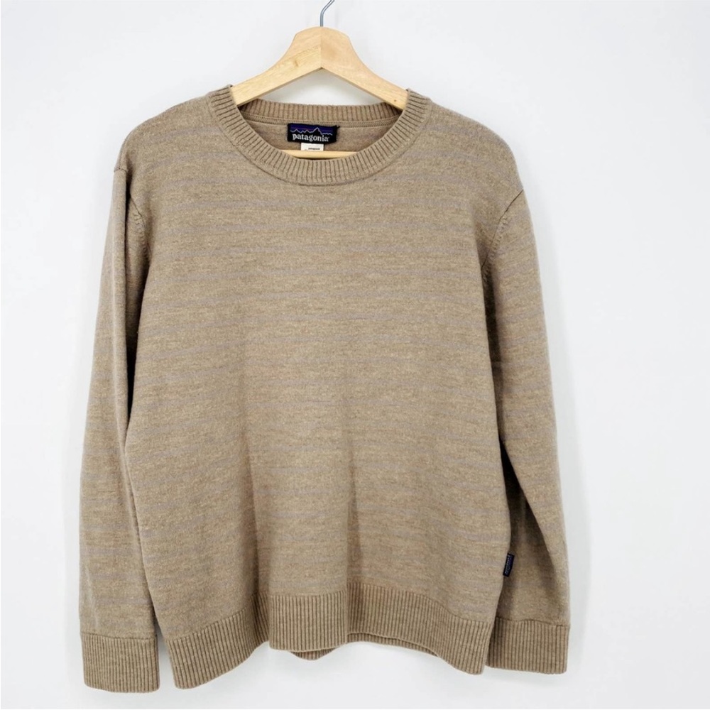 Patagonia 100% Merino Wool Brown Ribbed Hem Long Sleeve Pullover Sweater